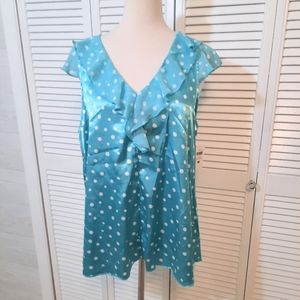 Oscar Dela Renta polka dot top blouse LG NWT *E